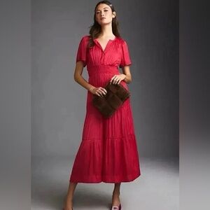 Anthropologie The Somerset Maxi in Pink Lumensilk Edition Dress Medium Satin